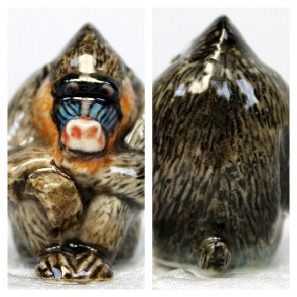 Small Wild Animal Figurines Ceramic Panda Baboon Stone Bear Shell Dog Carved - Picture 5 of 12